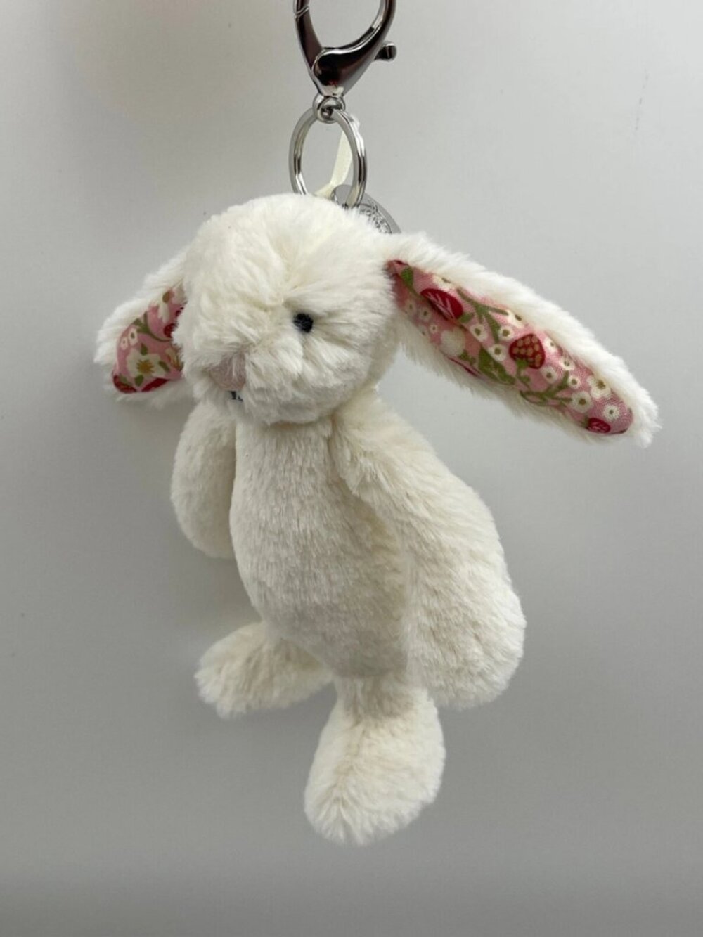NWT Jellycat Blossom Cream Bunny Berry Bag Charm Cute Purse Accessory + Dust Bag